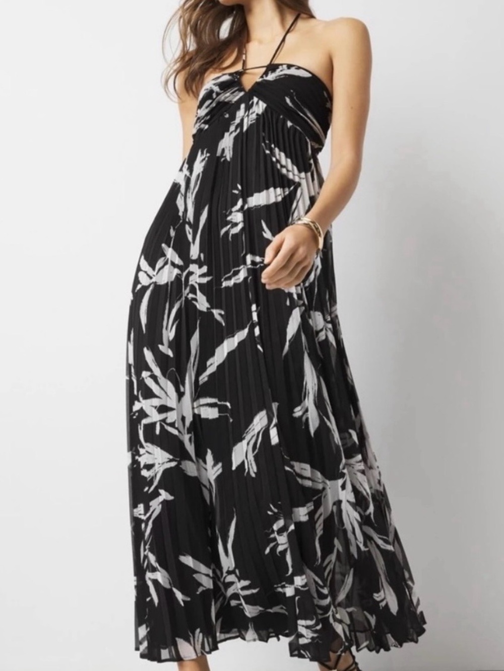 White House Black Market Pleated Maxi Dress